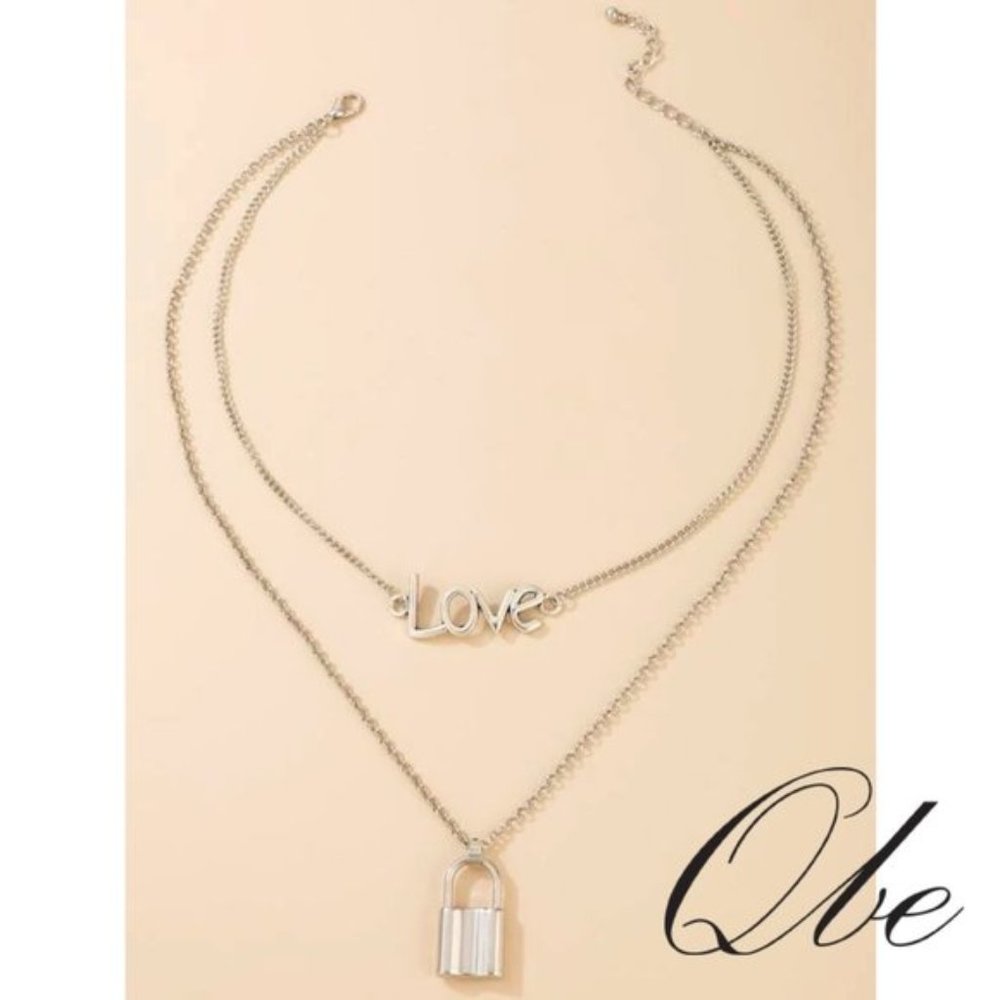 Qbe Lock & Letter Pendant Necklace